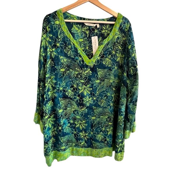 Soft Surroundings Womens Tunic Top Size XL Tropical Boho Resort Loose Oversized - Picture 1 of 7